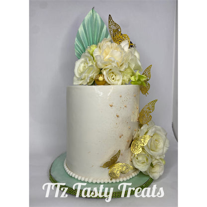 Golden butterflies cake